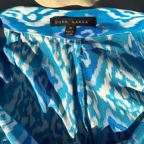 DORA LANDA Silk Ikat Print Wide Leg Trousers - Picture 8 of 16